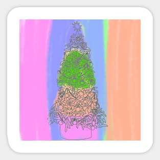 Colorful watercolor Christmas tree art Sticker